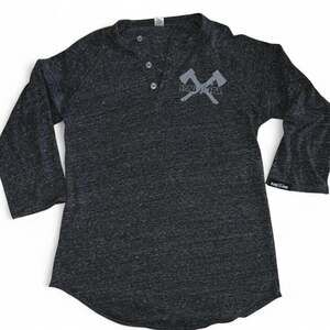 Flag Nor Fail Women's 3/4 Raglan Henley Shirt Heathered Black Small